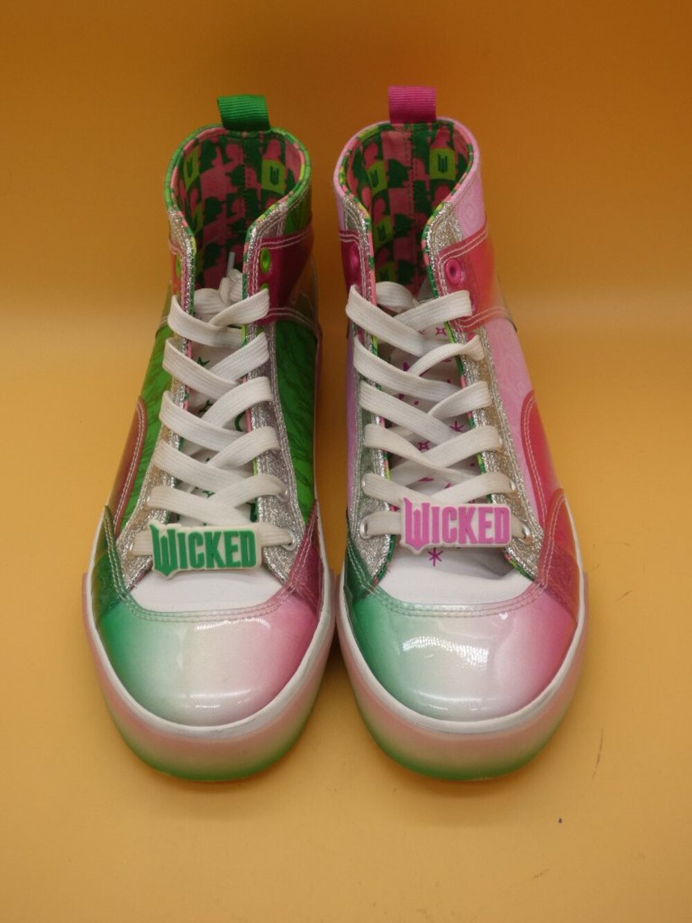 Ground Up Wicked Movie Musical High Top Sneakers Pink Green 7.5